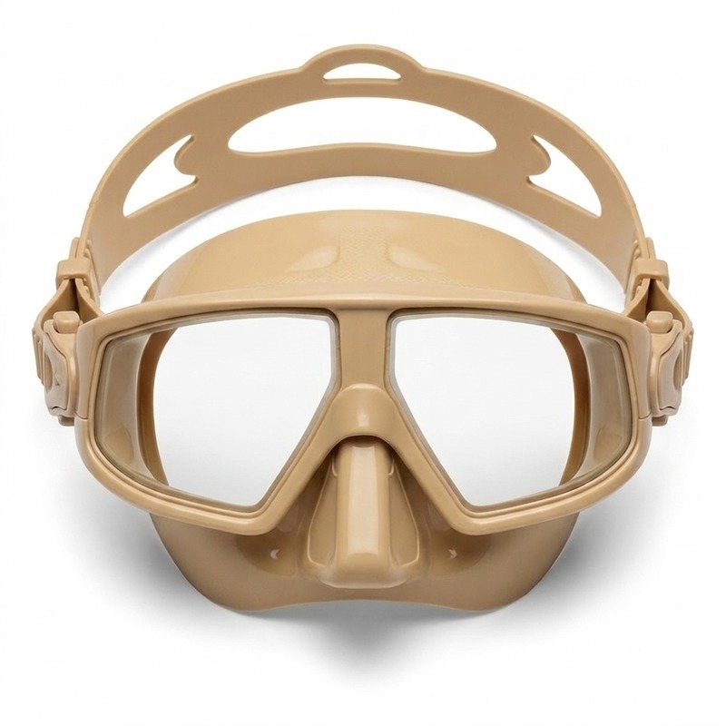 Sand-colored low-volume mask with clear lens