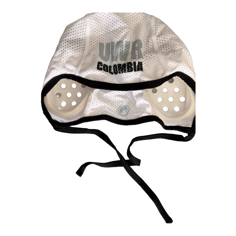 Gorro de rugby subacuático UWR Colombia blanco con orejeras protectoras